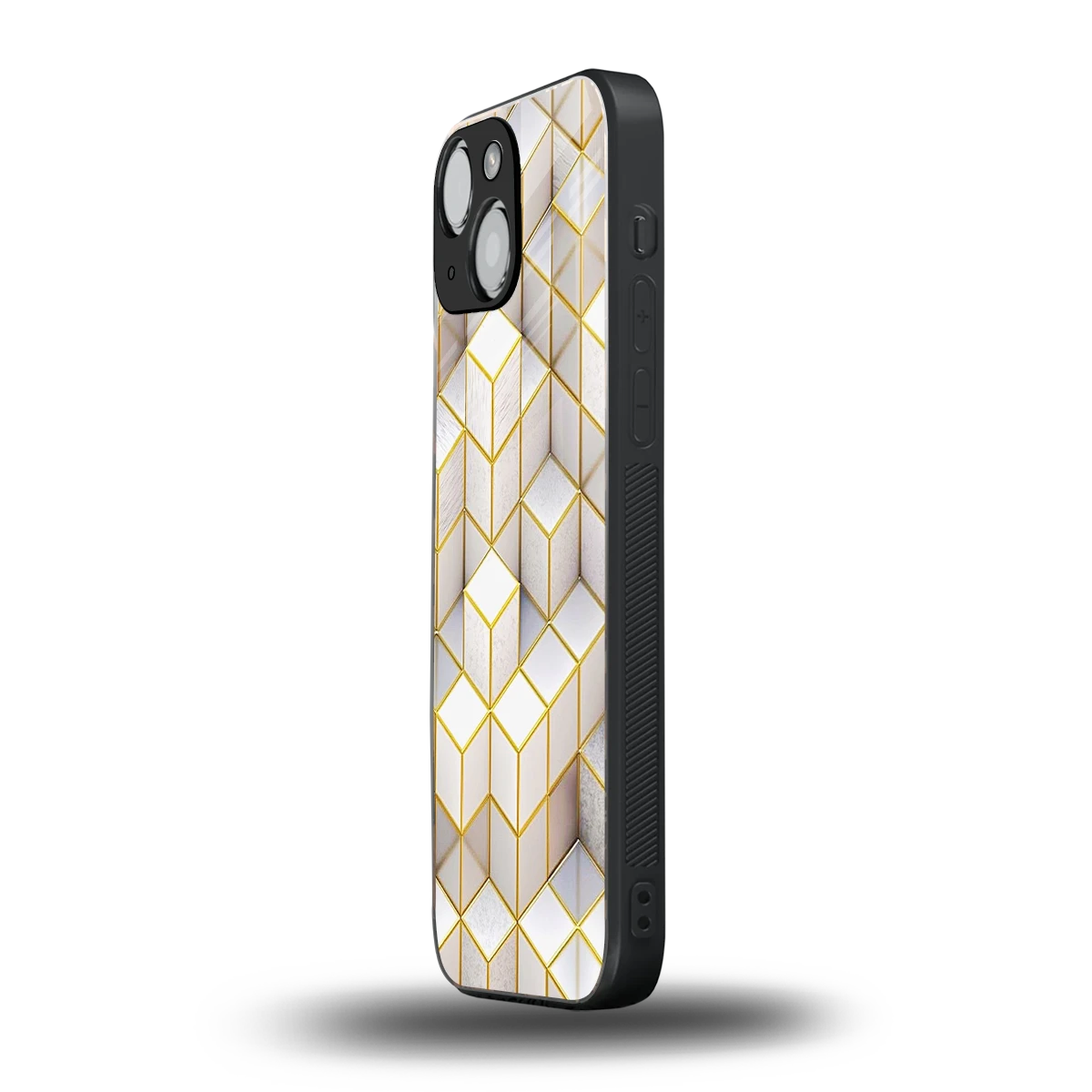 Golden Geometry iphone 13 mini mobile cover | shockproof glass phone case