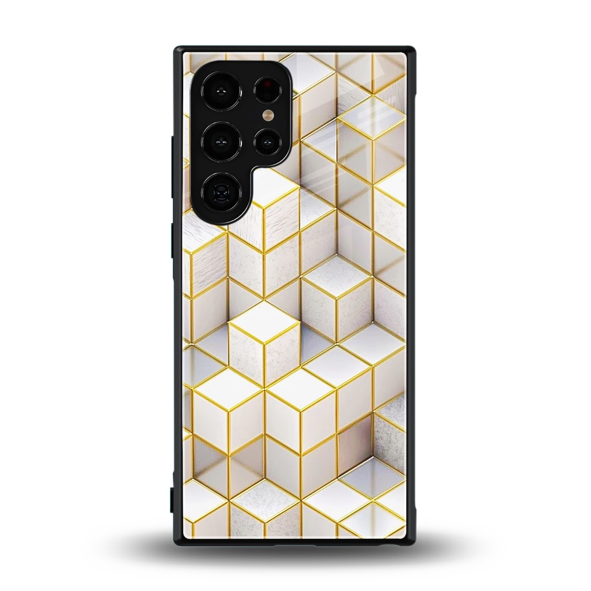 Golden Geometry back phone cover | glass case for samsung galaxy s24 ultra