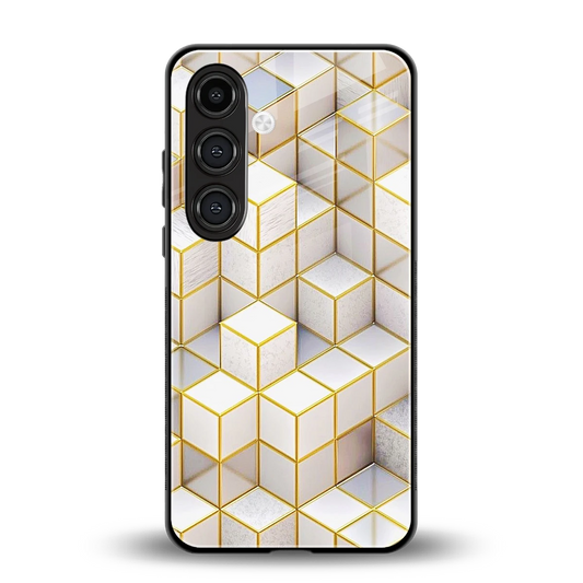 Golden Geometry back phone cover | glass case for samsung galaxy s23 plus