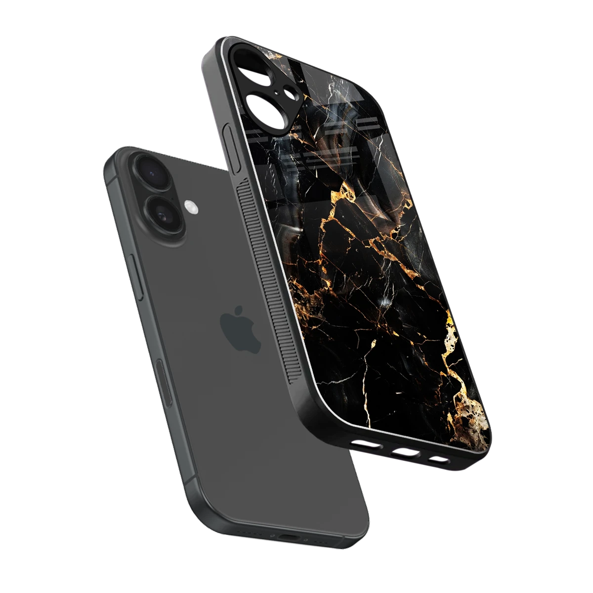 Golden Obsidian sleek iphone 16 plus cover with tempered glass back and TPU edges