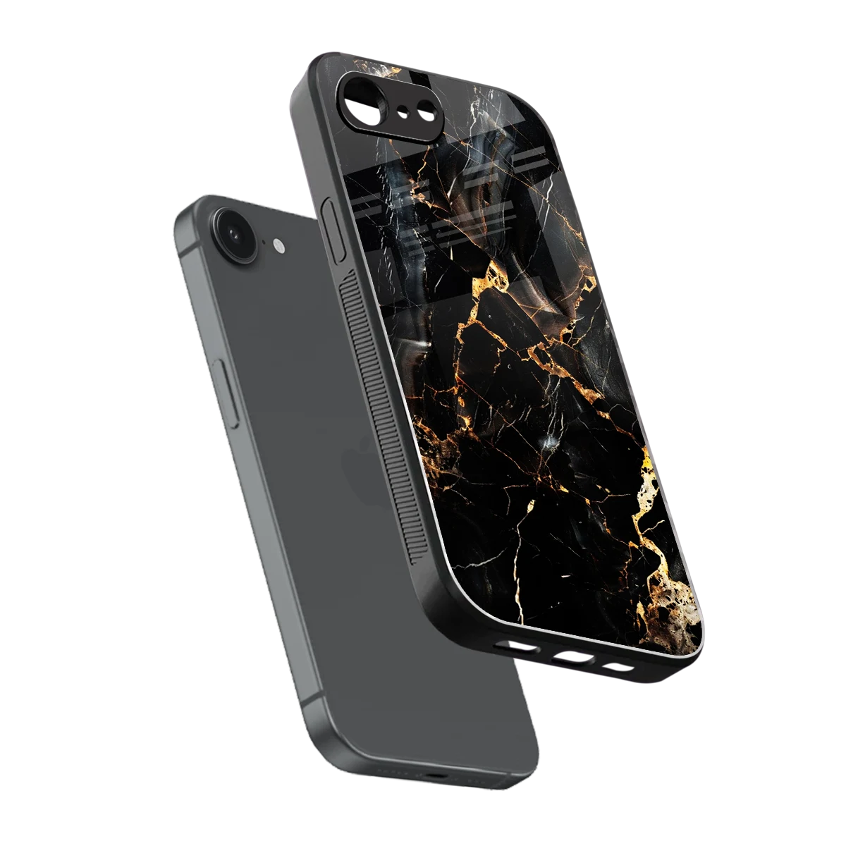 Golden Obsidian sleek iphone 16e cover with tempered glass back and TPU edges