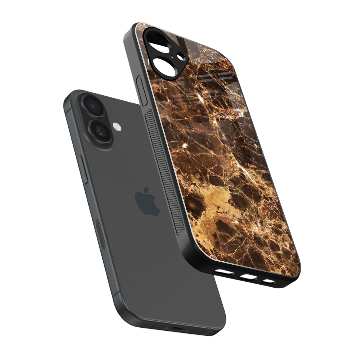Golden Roots sleek iPhone 16 cover with tempered glass back and TPU edges