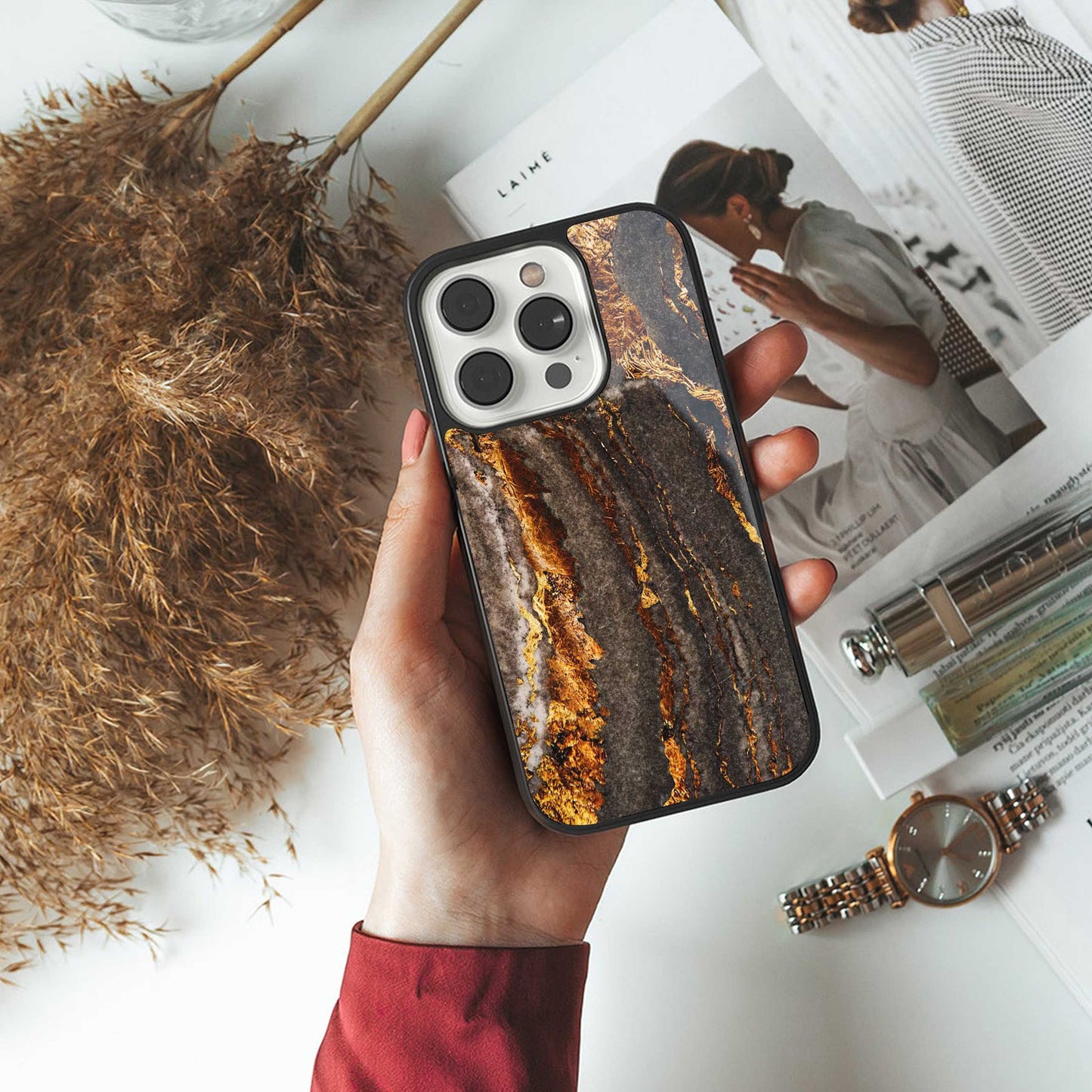 Golden Blaze Phone Case for Iphone 16 | Glass Case
