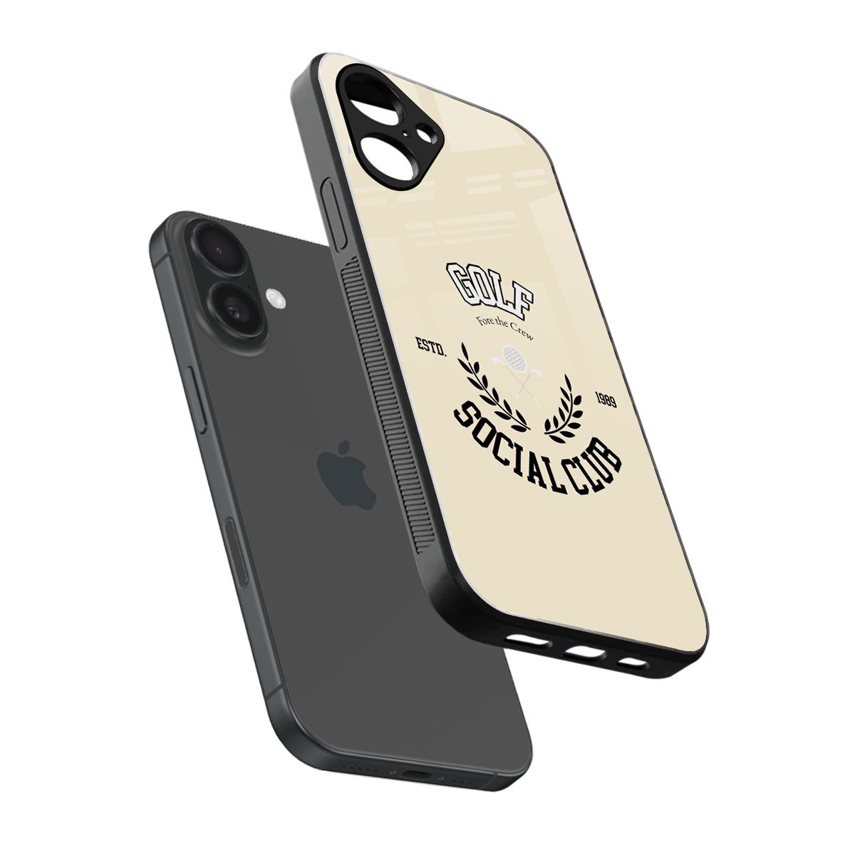 Golf Social Club sleek iPhone 16 cover with tempered glass back and TPU edges