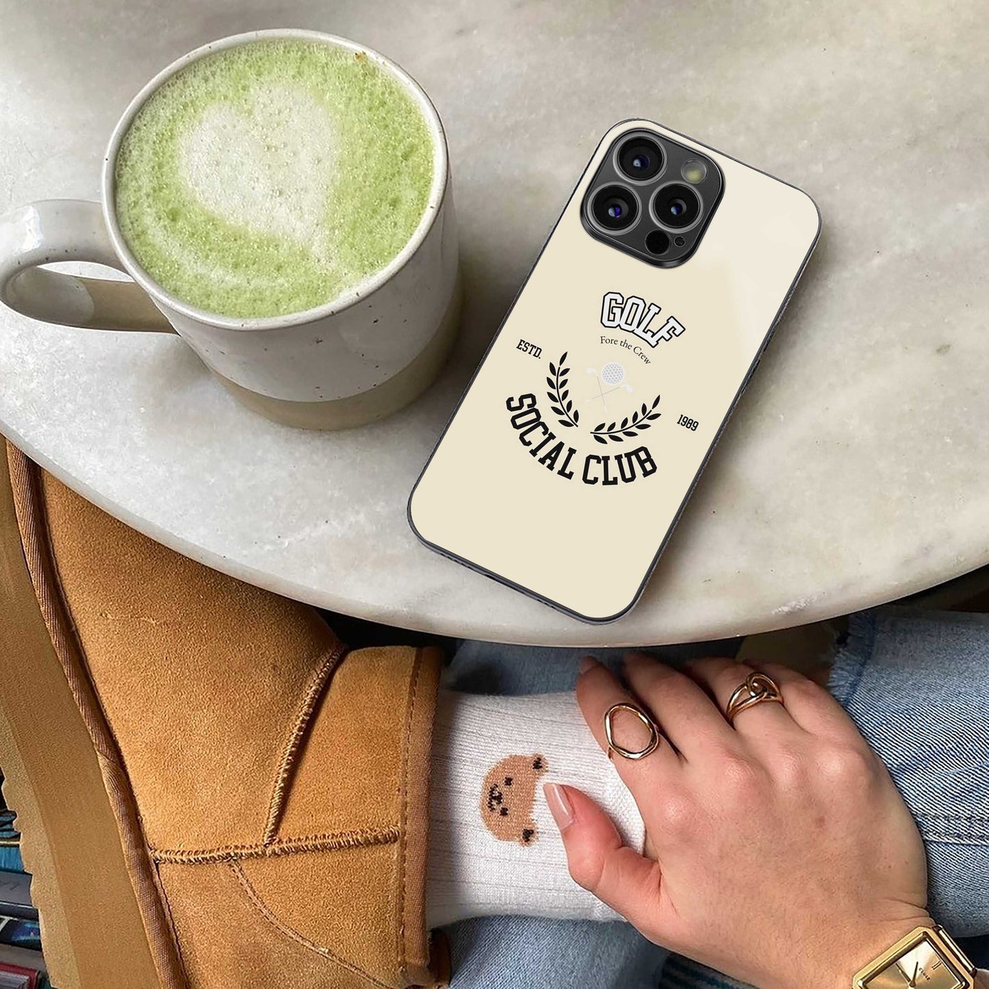 Golf Social Club luxury glass phone case for iPhone 16 | scratch and drop resistant