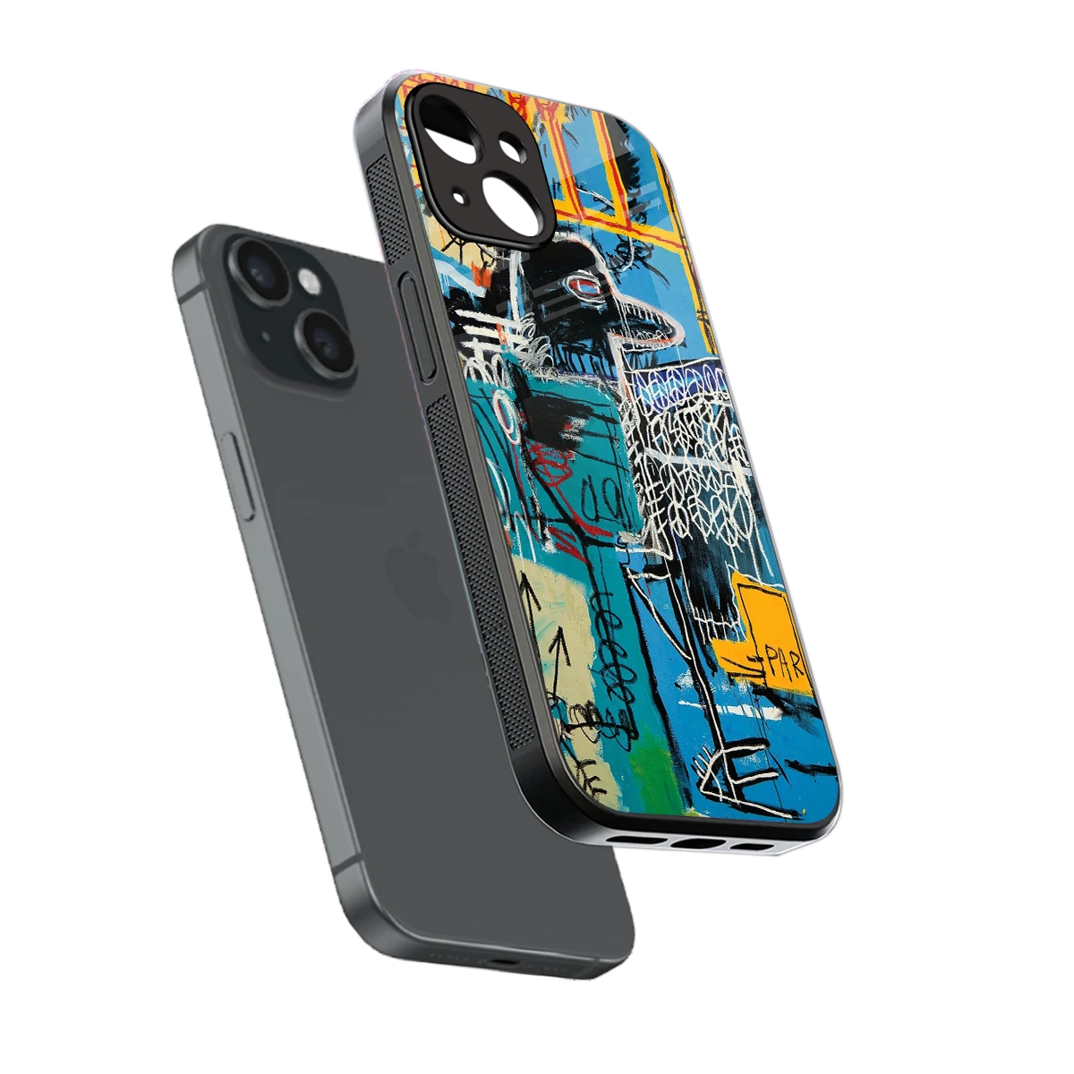 Graffiti Glow sleek iphone 13 cover with tempered glass back and TPU edges