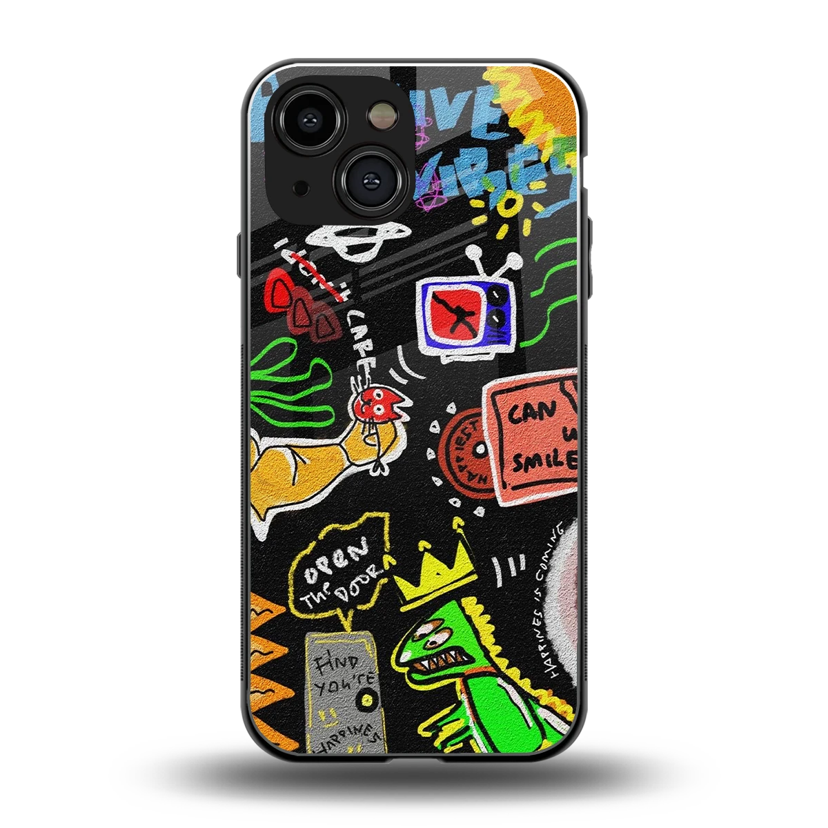 Graffiti back phone cover | glass case for iphone 13 mini