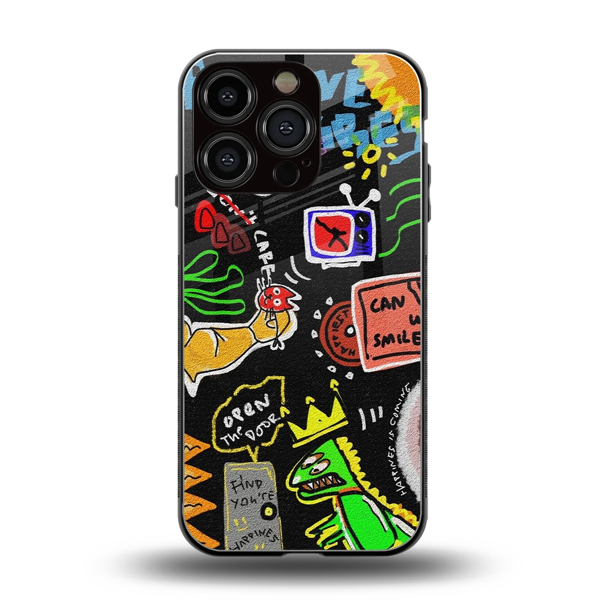 Graffiti back phone cover | glass case for iphone 16 pro