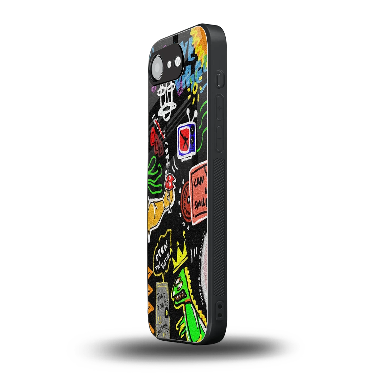 Graffiti iphone 16e mobile cover | shockproof glass phone case