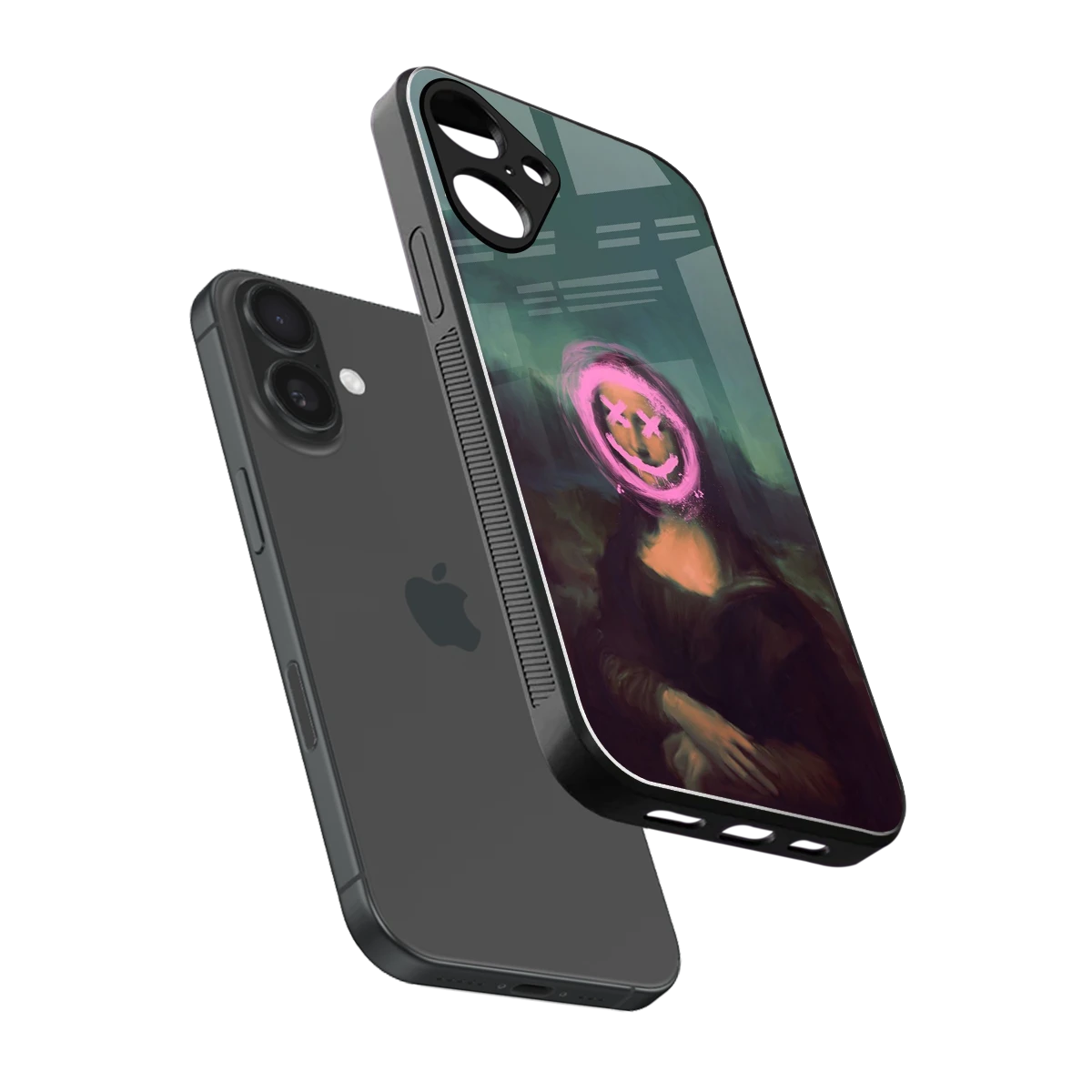 Graffiti Lisa sleek iphone 16 plus cover with tempered glass back and TPU edges