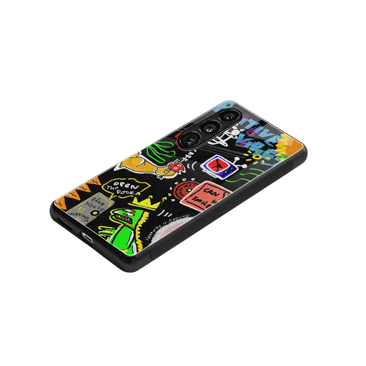 Graffiti stylish phone case for samsung galaxy s24 fe | glossy glass and slim fit