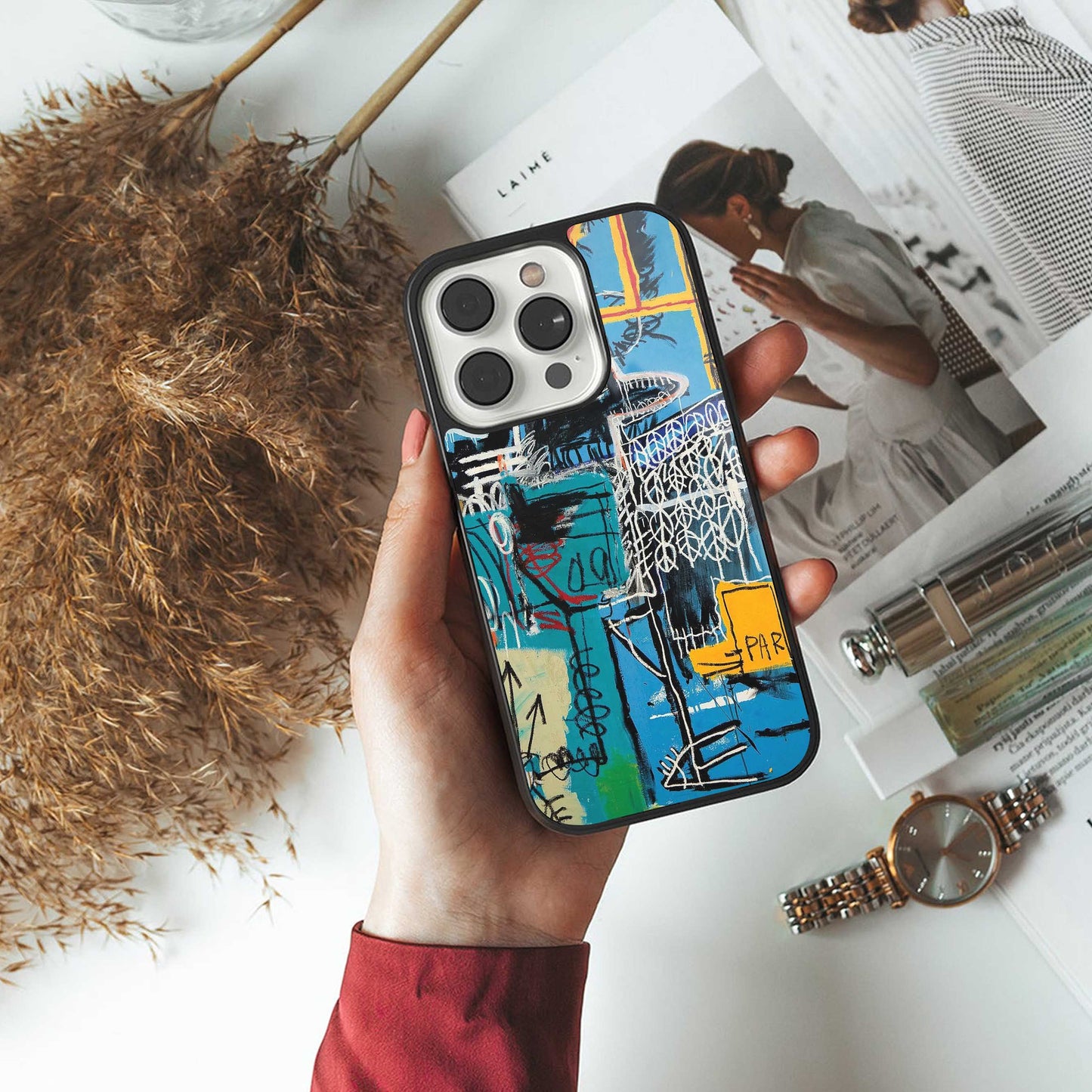 Graffiti Glow luxury glass phone case for iPhone 16 | scratch and drop resistant