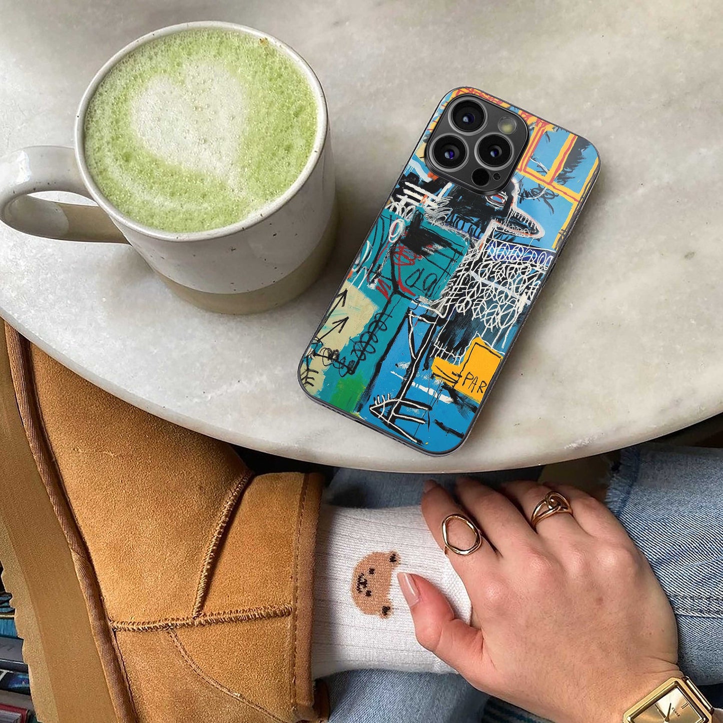Graffiti Glow TPU glass hybrid case for iPhone 16 | premium mobile back cover
