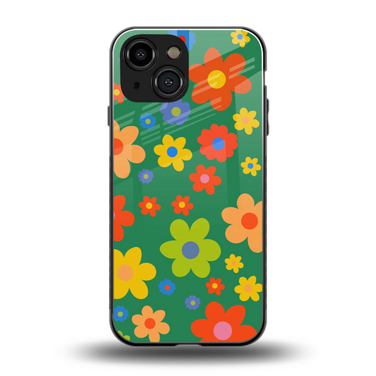 Greenery Blossom back phone cover | glass case for iphone 13 mini