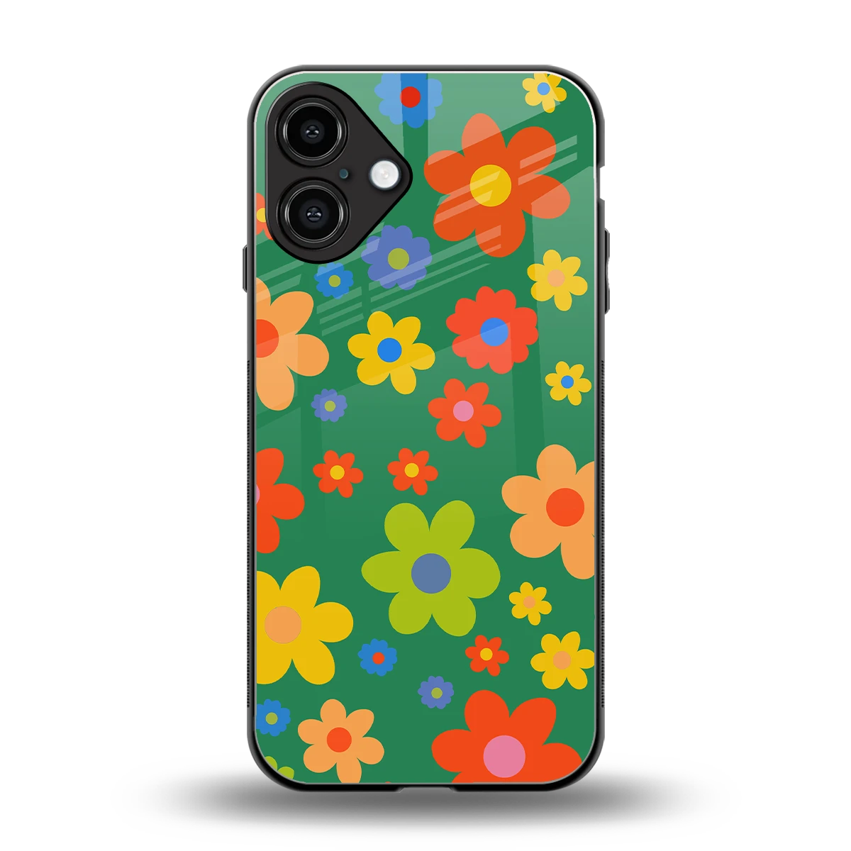 Greenery Blossom back phone cover | glass case for iphone 16 plus
