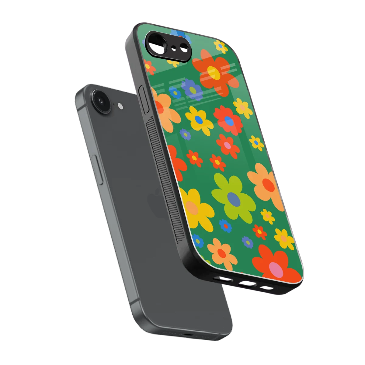 Greenery Blossom sleek iphone 16e cover with tempered glass back and TPU edges