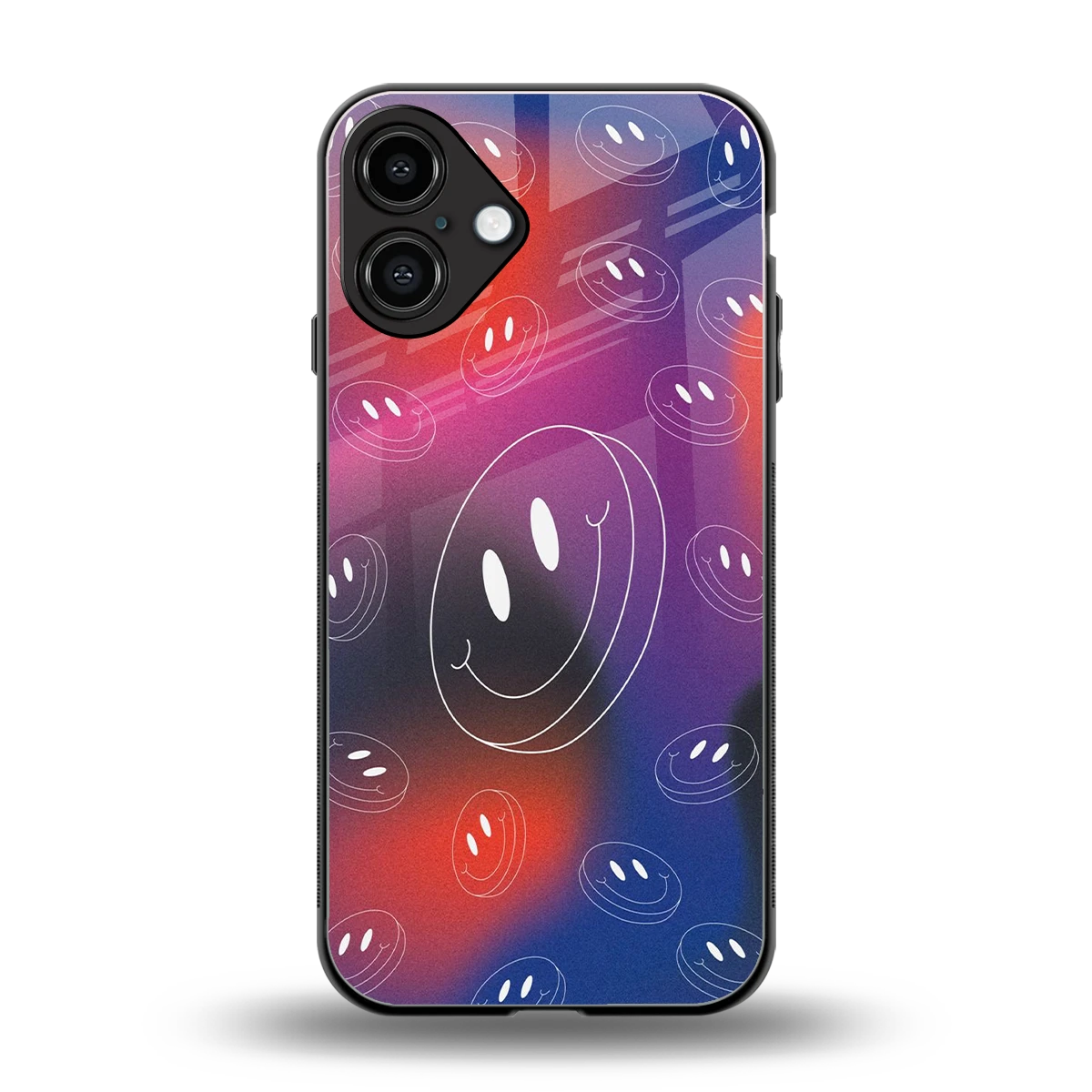 Happy Vibes back phone cover | glass case for iphone 16 plus