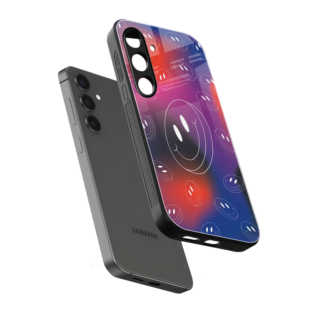 Happy Vibes sleek samsung galaxy s23 plus cover with tempered glass back and TPU edges