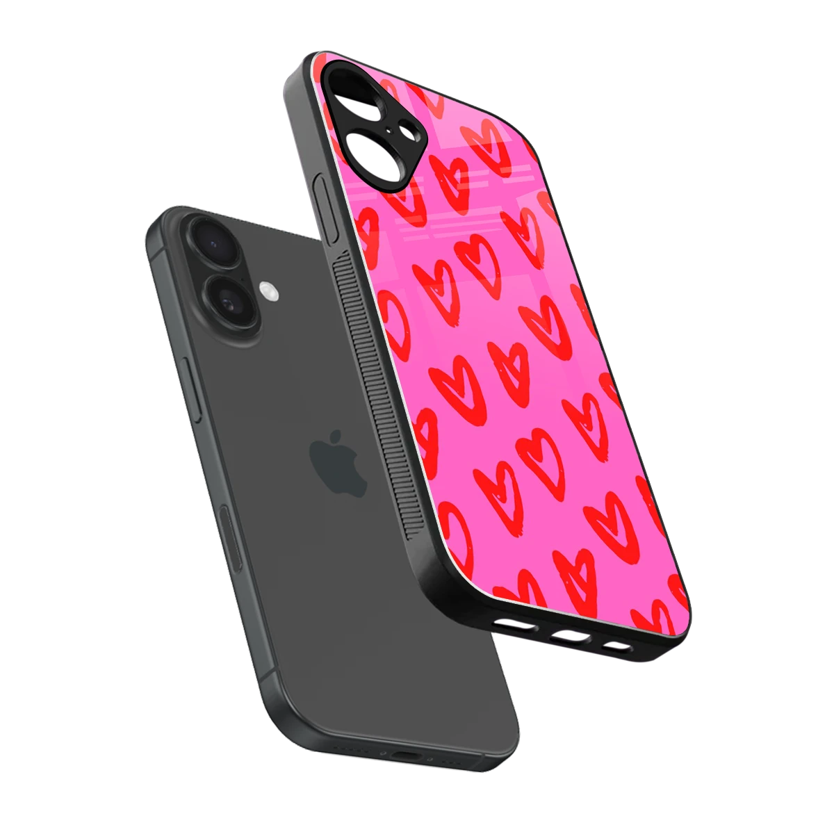 Heart Bloom sleek iphone 16 plus cover with tempered glass back and TPU edges