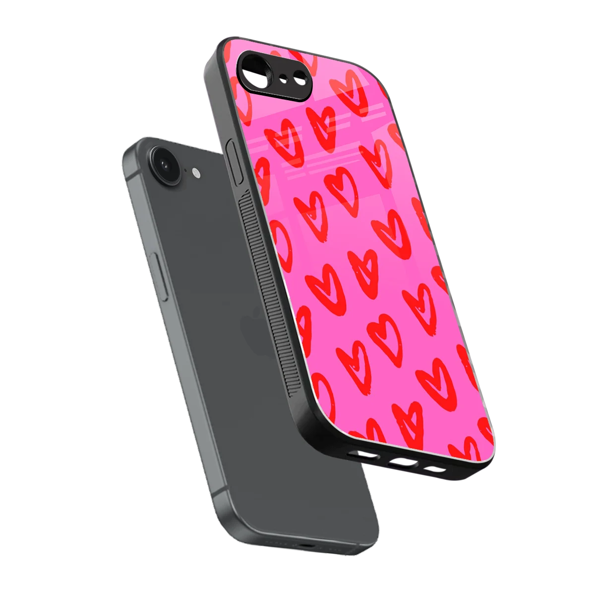 Heart Bloom sleek iphone 16e cover with tempered glass back and TPU edges