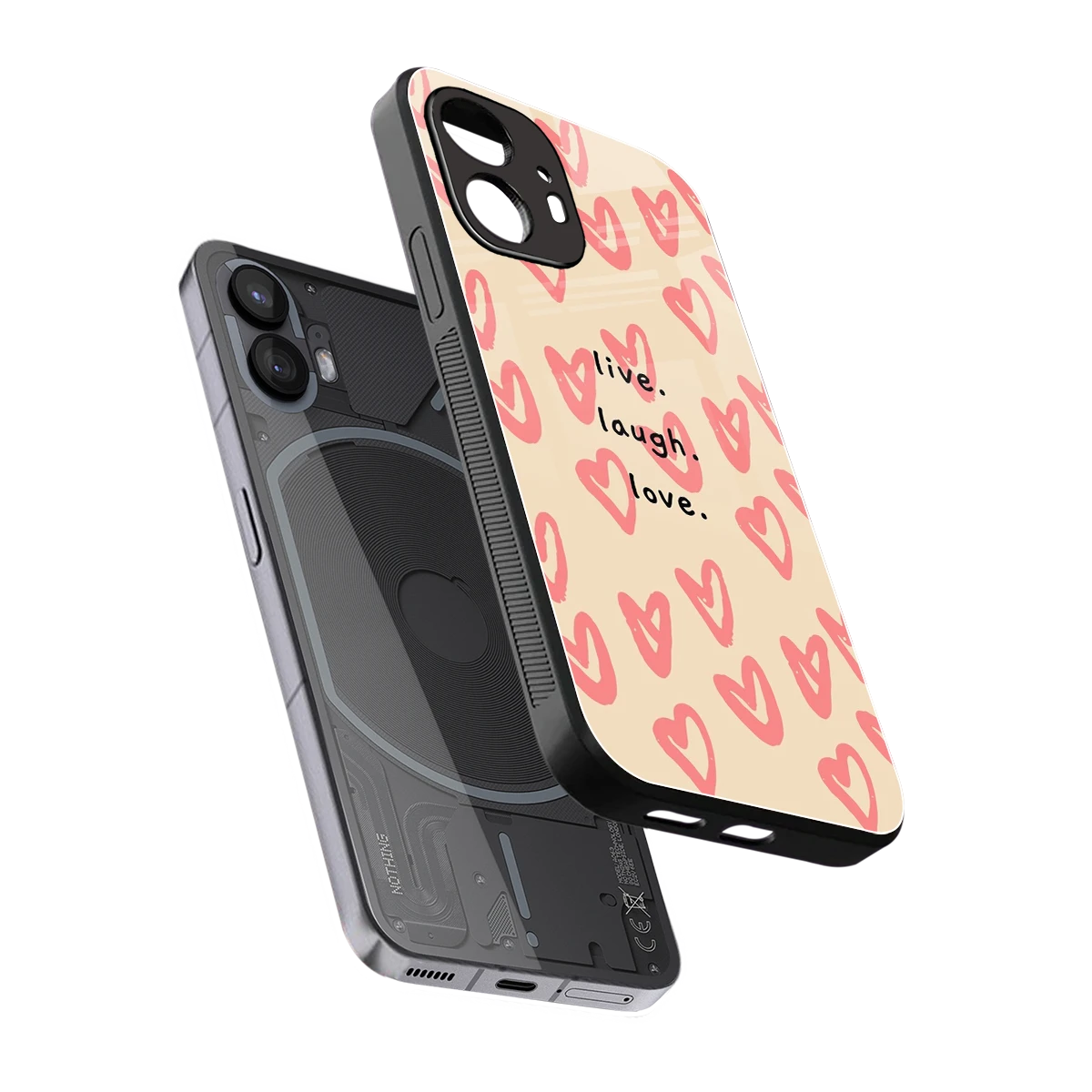 Heart Flow sleek nothing phone 2 cover with tempered glass back and TPU edges