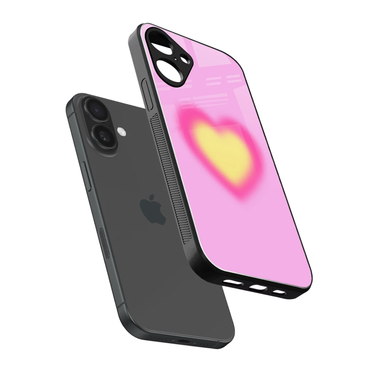 Heart Spectrum sleek iphone 16 plus cover with tempered glass back and TPU edges