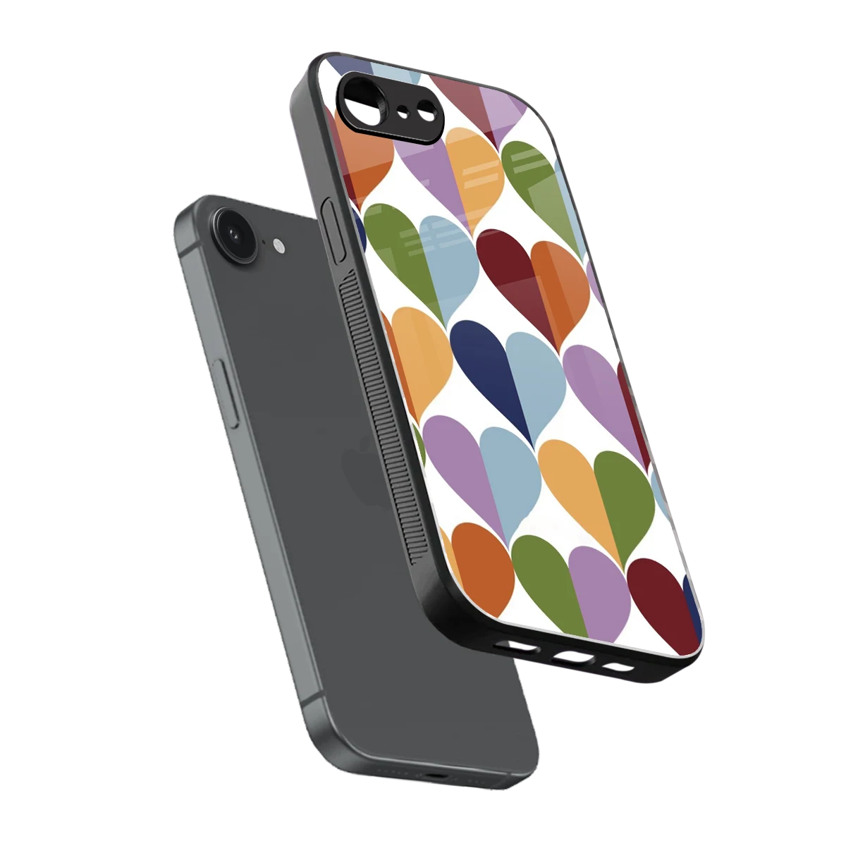 Heart Splash sleek iphone 16e cover with tempered glass back and TPU edges