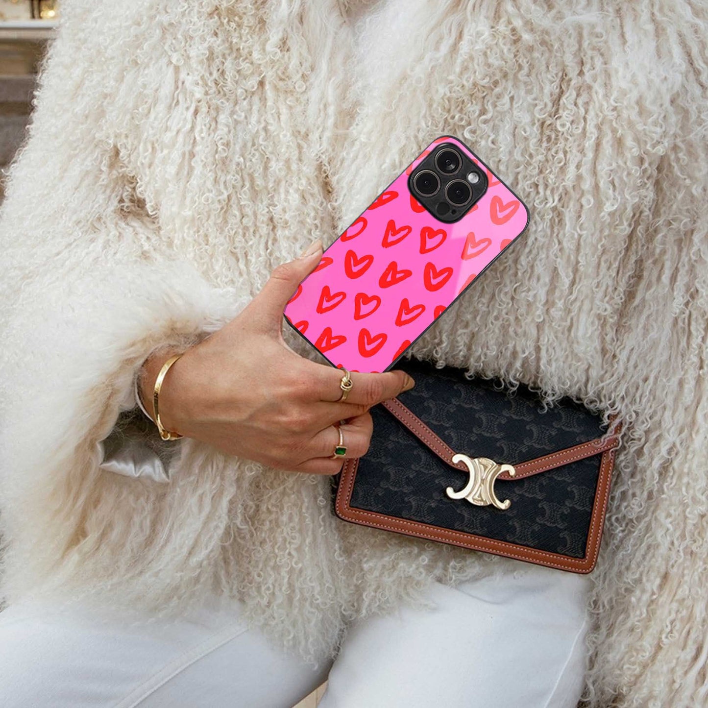 Heart Bloom luxury glass phone case for iPhone 16 | scratch and drop resistant