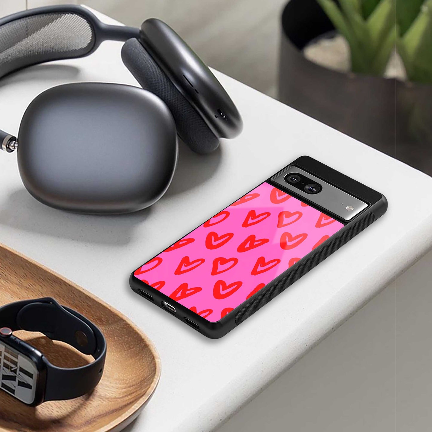 Heart Bloom designer iPhone 16 phone cover | glossy finish with glass back