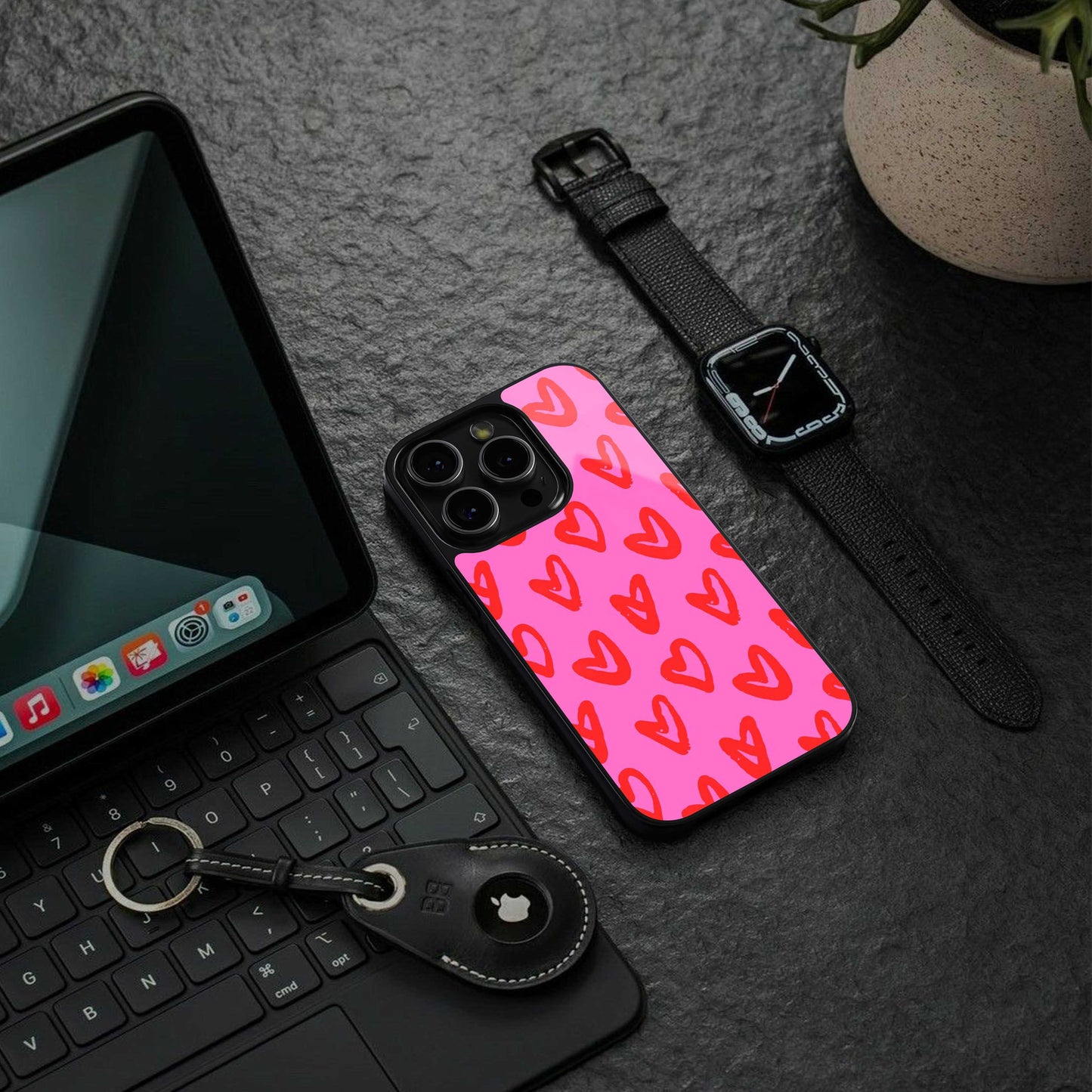 Heart Bloom TPU glass hybrid case for iPhone 16 | premium mobile back cover