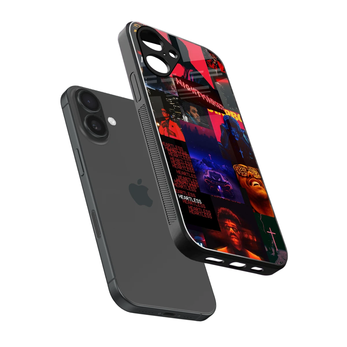 Heartless Vibes sleek iPhone 16 cover with tempered glass back and TPU edges