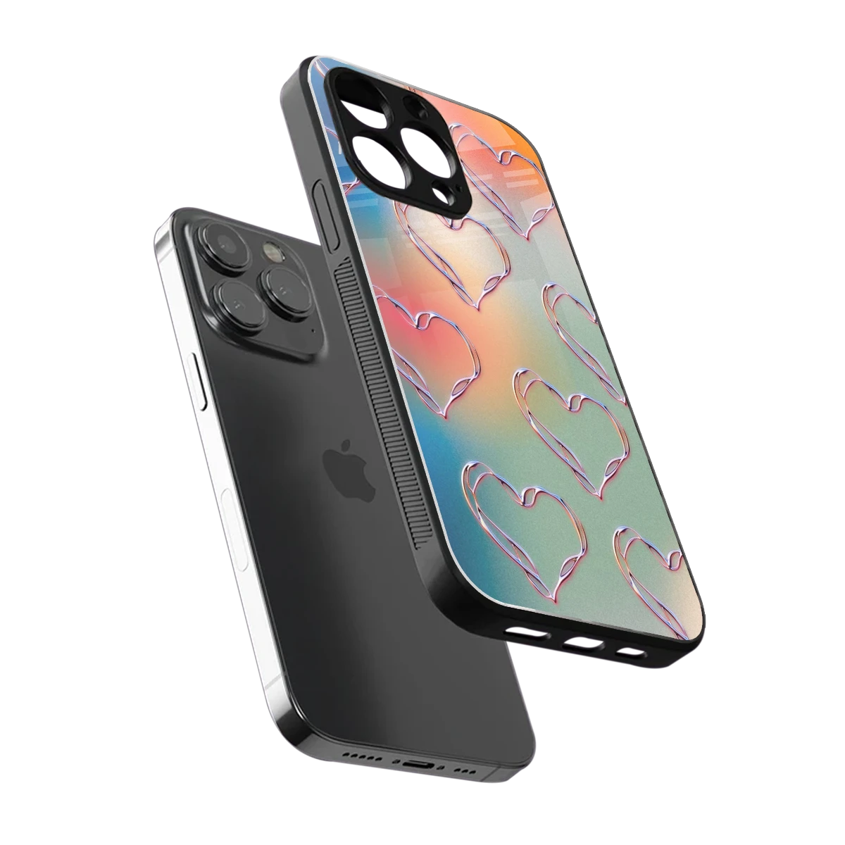 Hearts Euphoria sleek iphone 15 pro max cover with tempered glass back and TPU edges