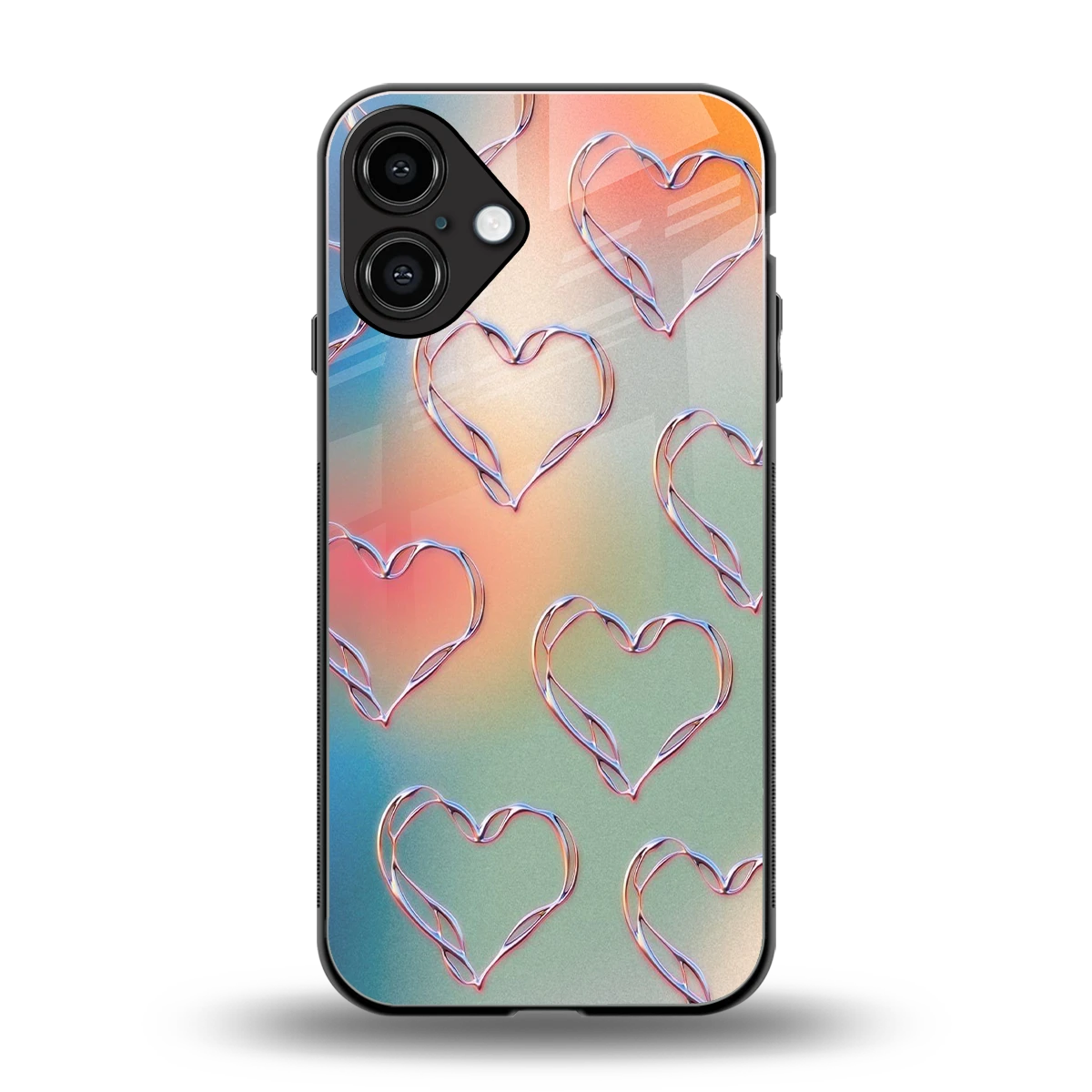 Hearts Euphoria back phone cover | glass case for iphone 16 plus