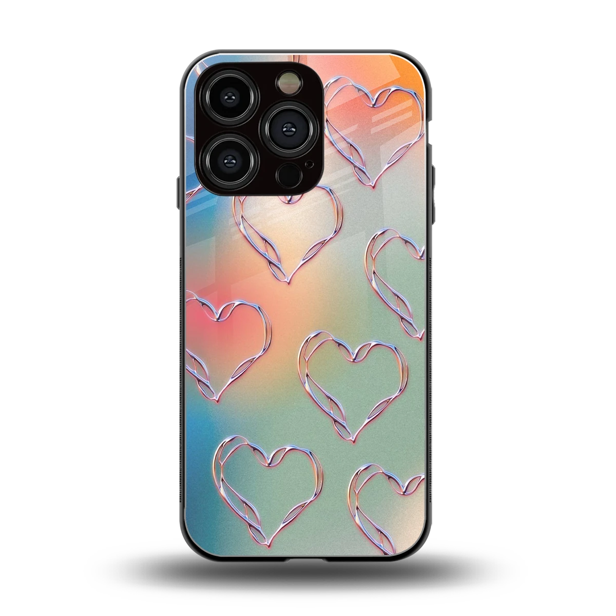 Hearts Euphoria back phone cover | glass case for iphone 16 pro