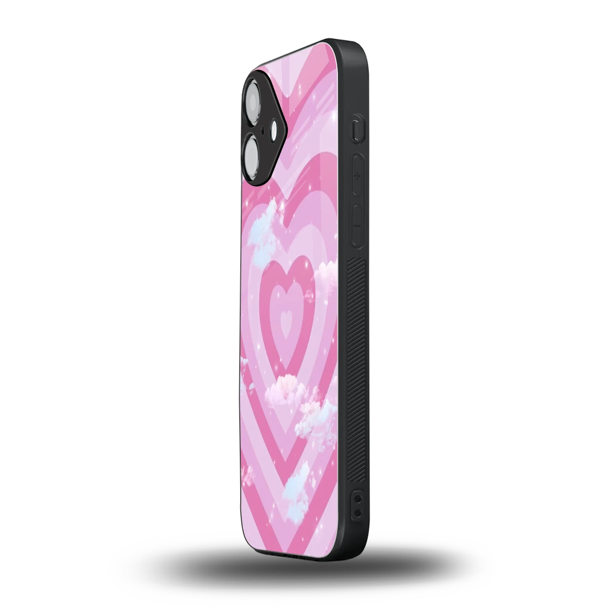 Hearts X Clouds iphone 16 plus mobile cover | shockproof glass phone case