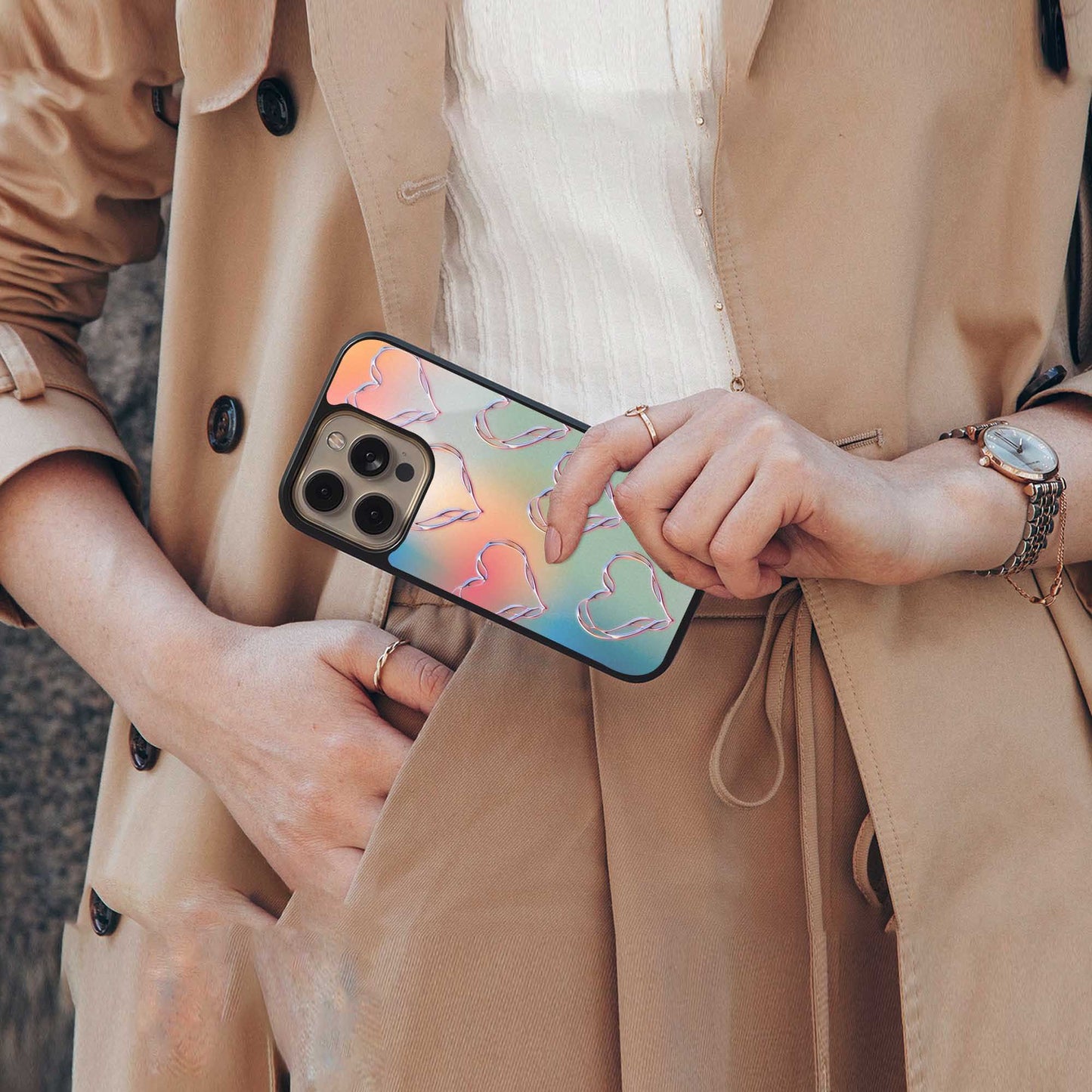 Hearts Euphoria Phone Case for Iphone 16 | Glass Case
