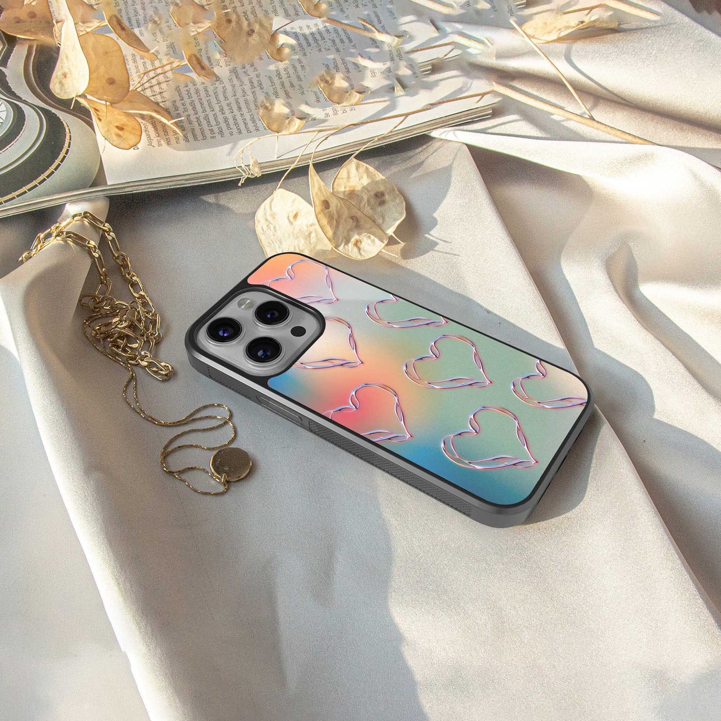 Hearts Euphoria Phone Case for Iphone 16 | Glass Case
