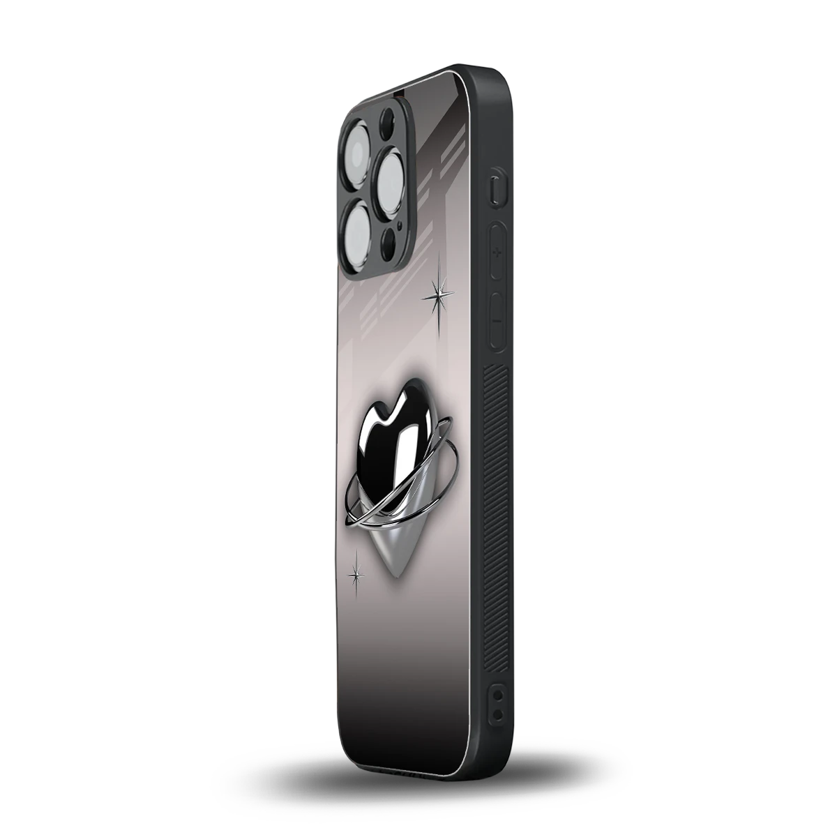 Holo Heart iphone 16 pro mobile cover | shockproof glass phone case