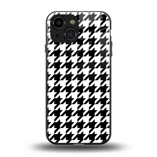 Houndstooth back phone cover | glass case for iphone 13 mini