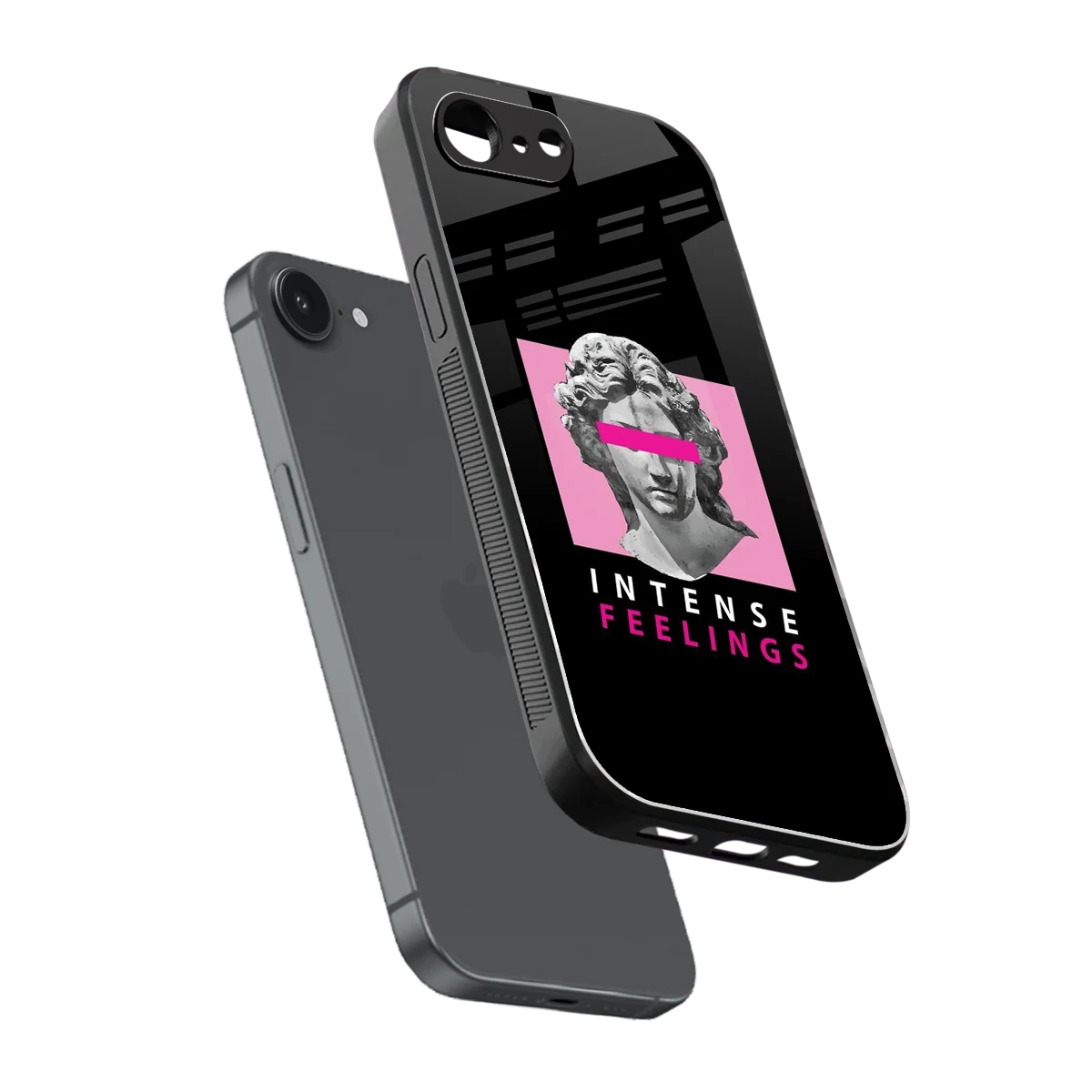 Intense Feelings sleek iphone 16e cover with tempered glass back and TPU edges