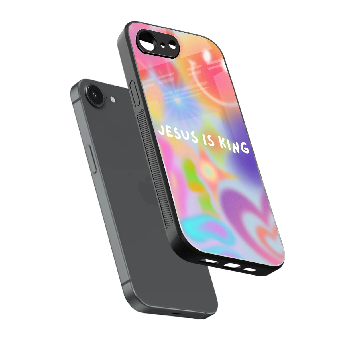 Jesus Is King sleek iphone 16e cover with tempered glass back and TPU edges