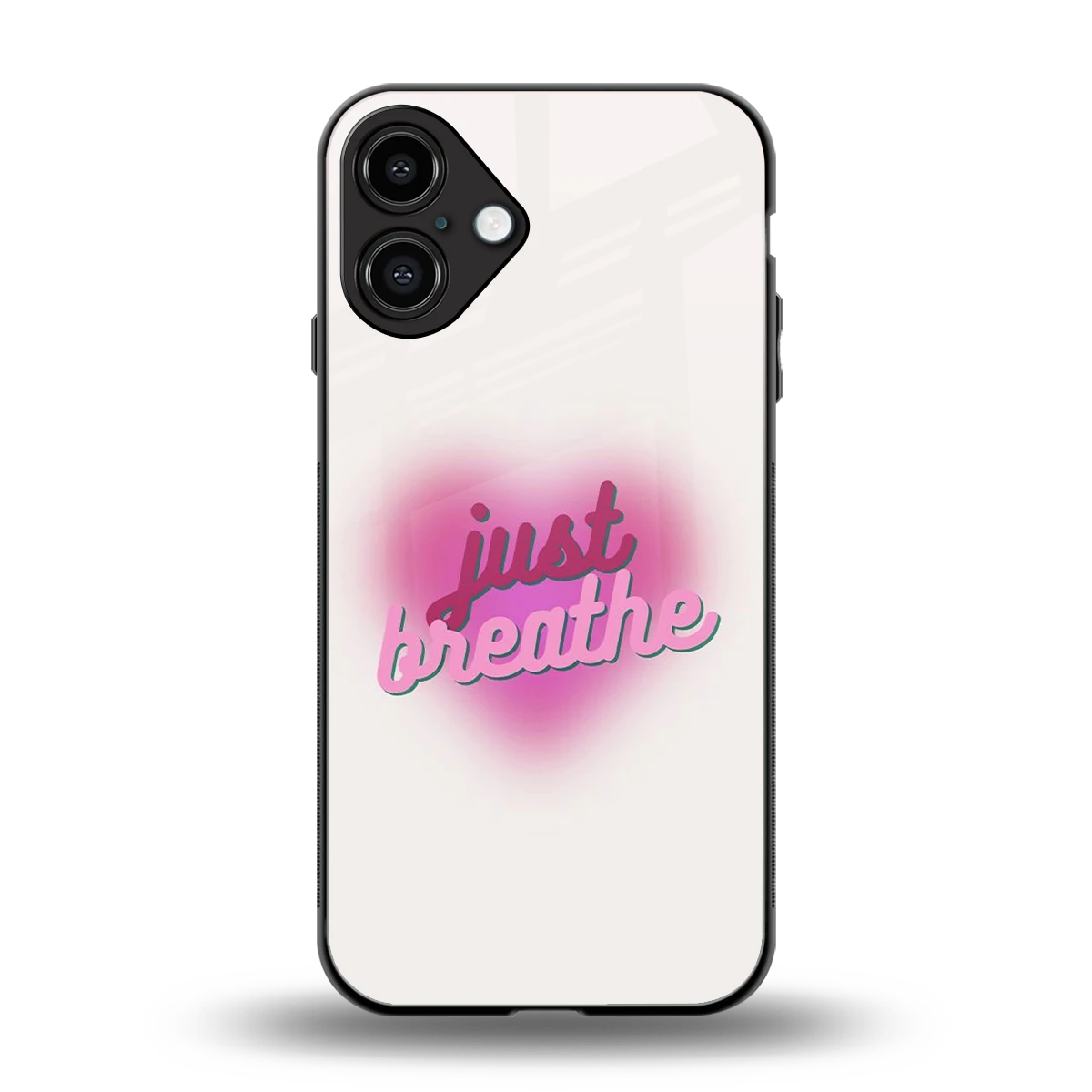 Just Breathe back phone cover | glass case for iphone 16 plus
