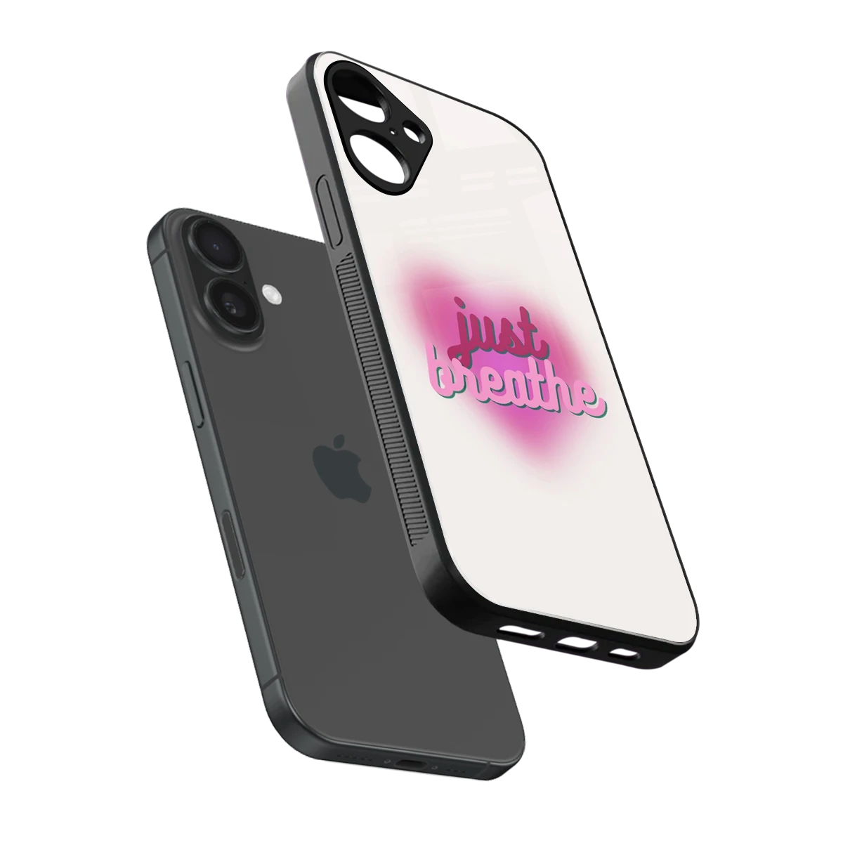 Just Breathe sleek iphone 16 plus cover with tempered glass back and TPU edges