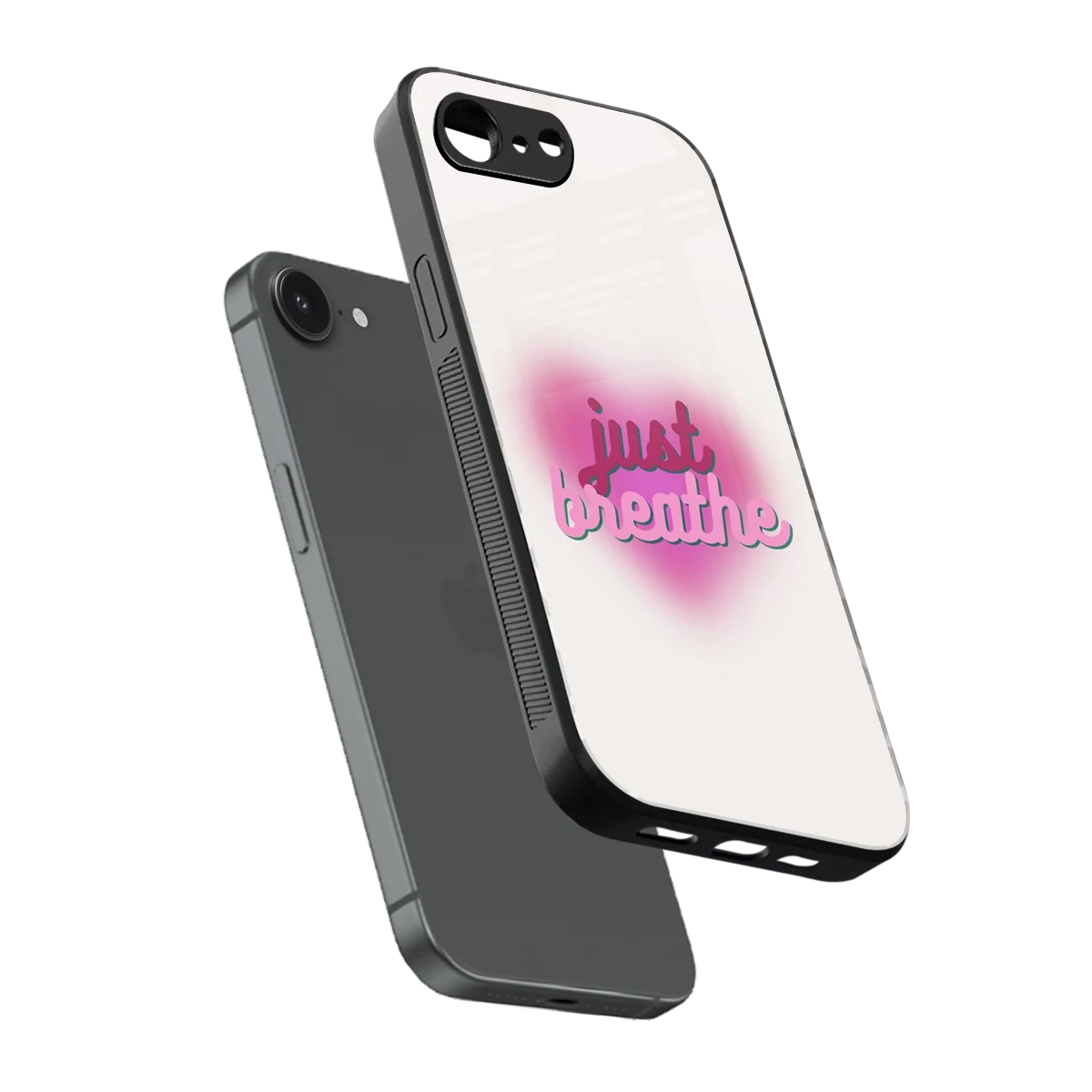 Just Breathe sleek iphone 16e cover with tempered glass back and TPU edges