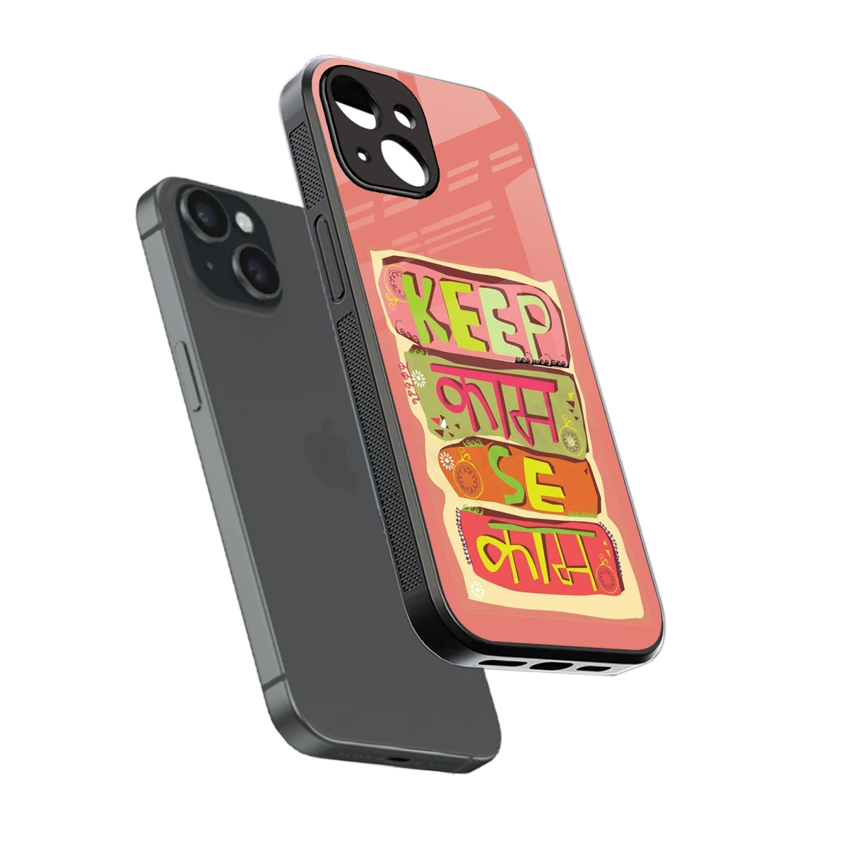 Kaam Se Kaam sleek iphone 13 cover with tempered glass back and TPU edges