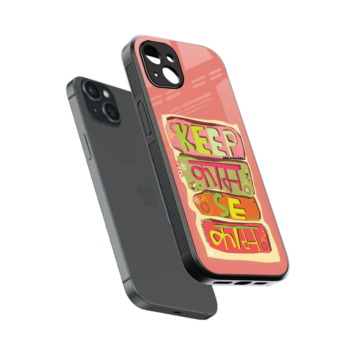 Kaam Se Kaam sleek iphone 14 plus cover with tempered glass back and TPU edges