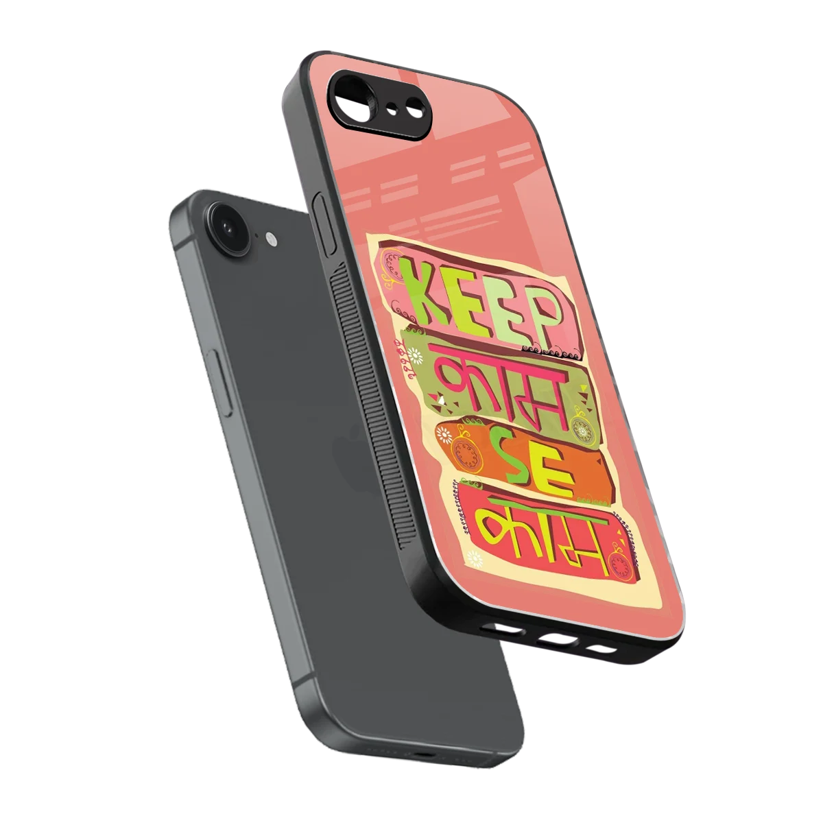 Kaam Se Kaam sleek iphone 16e cover with tempered glass back and TPU edges