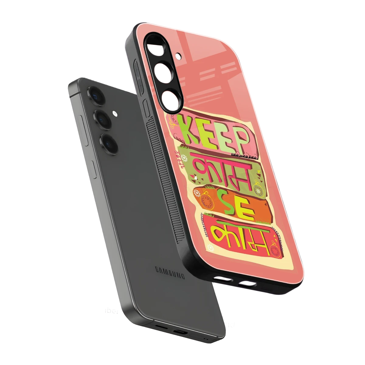 Kaam Se Kaam sleek samsung galaxy s24 cover with tempered glass back and TPU edges