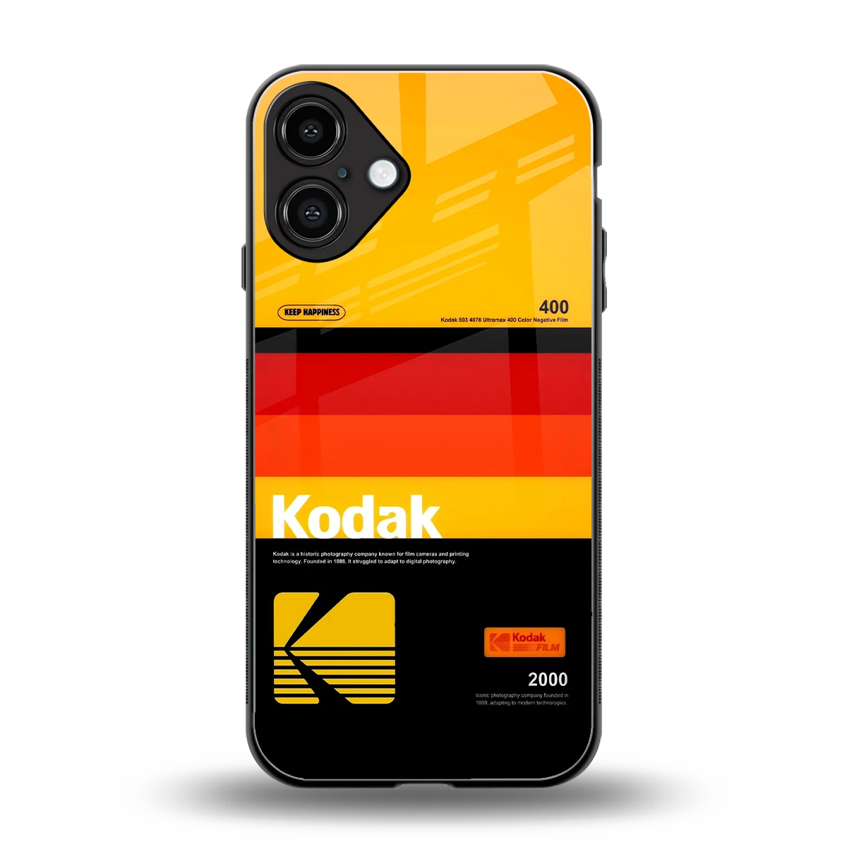 Keep Happiness Yellow back phone cover | glass case for iphone 16 plus