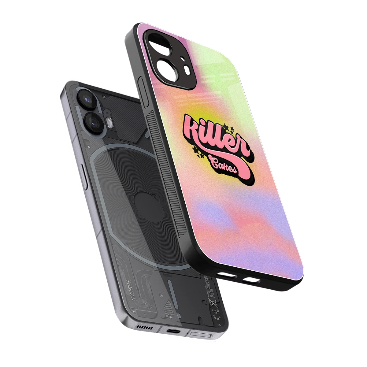 Killer Cakes sleek nothing phone 2 cover with tempered glass back and TPU edges